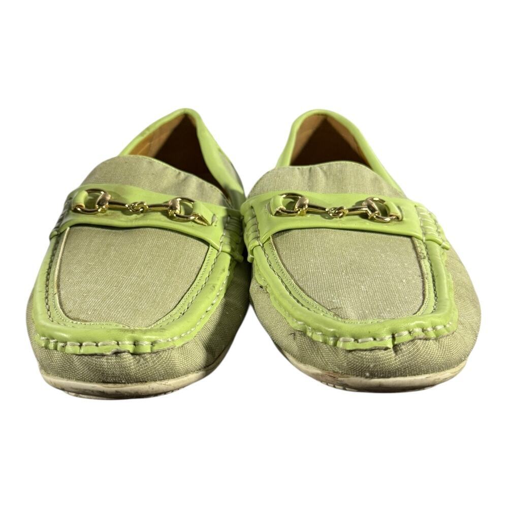 Montique International Loafers Men’s Size 10 Green Canvas Leather Trim Slip-On - Picture 2 of 8